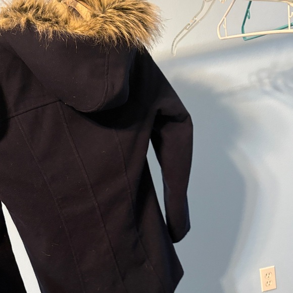Forever21  Navy Toggle Coat with Faux Fur Hood - Picture 4 of 5
